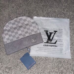 Grey Monogram Louis Vuitton beanie
